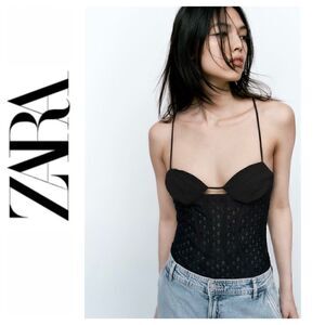NWT Zara Matching Lace Bodysuit in Black, Size Medium